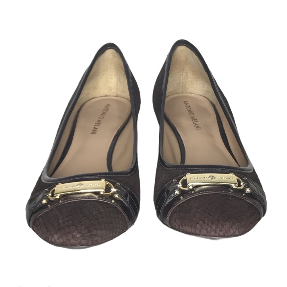Antonio Melani Leather‎ Brown Snake Print Marva Wedge Business Casual